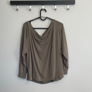 Lululemon Draped Cowl-Neck Long Sleeve Top in Olive Taupe, size small